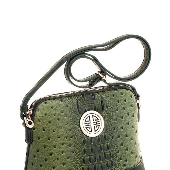 JOBERRY Handbags - Ostrich Embossed Emblem Dome-Shaped Cross Body| Women Handbags|Small Purses